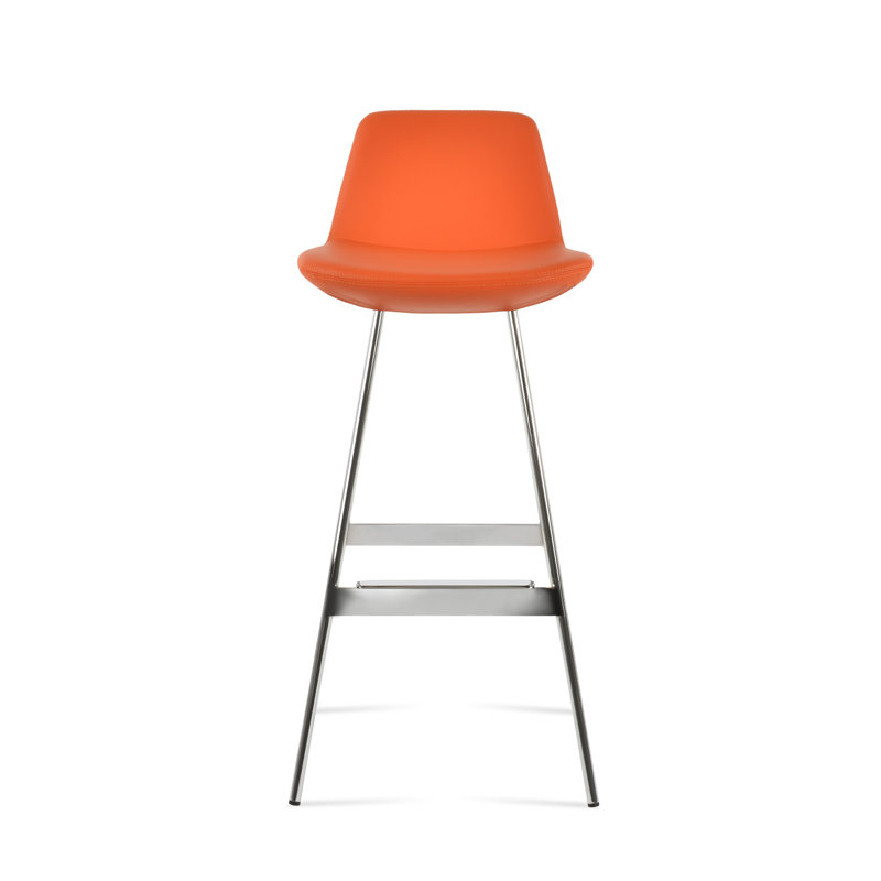 Tabouret Pera Balat, Chrome chrome, Tabouret de bar (siège d'une hauteur de 29 po), Similicuir orange