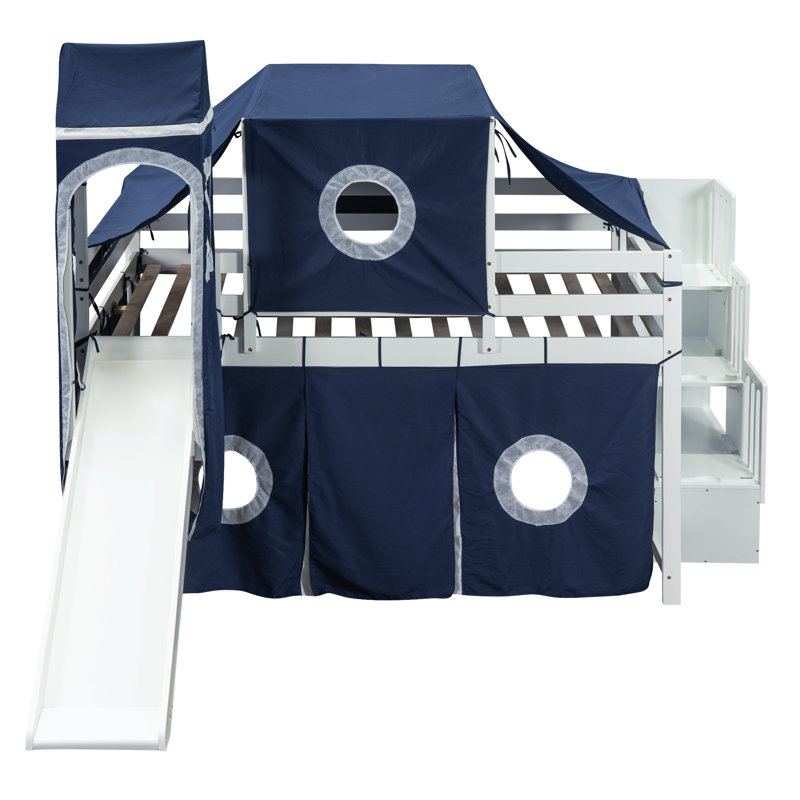 Lit mezzanine pour enfants, Bleu, Double