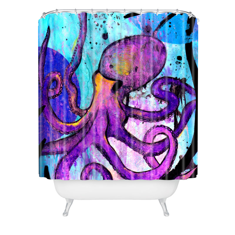 Sophia Buddenhagen Purple Octopus Single Shower Curtain