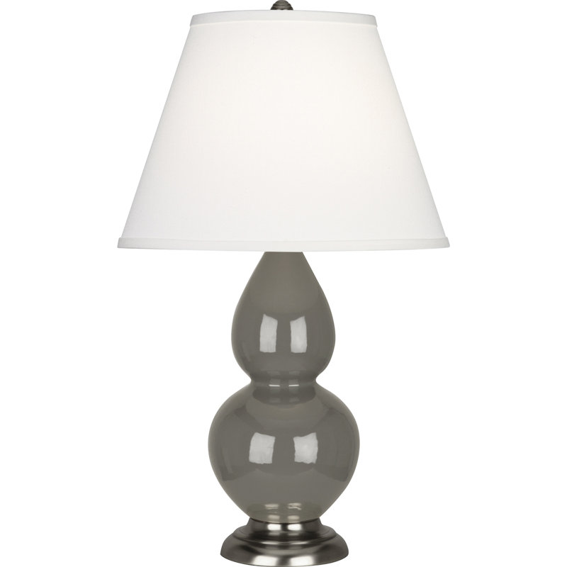 Small Double Gourd Ceramic Table Lamp, Ash/Antique Silver