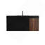 Meuble-lavabo 48 po en noyer avec lavabo en quartz noir mat et tiroirs noirs et une porte, meuble-lavabo mural flottant pour salle de bain moderne, lavabo noir mat, pré-assemblé