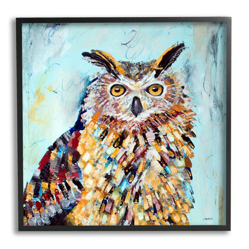 Street Style, hibou moderne, estampe numérique par Jen Seeley, Giclée encadrée noir minuit, H 12 po x l 12 po x P 1,5 po