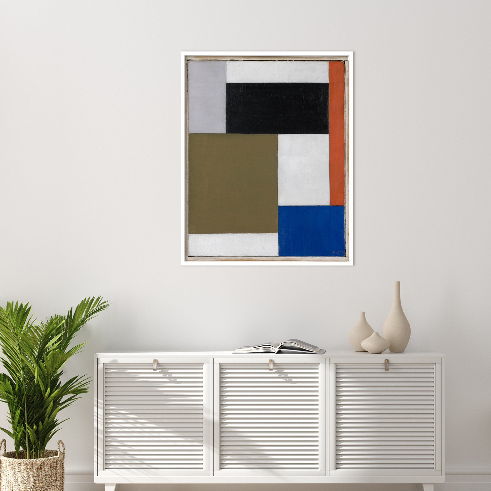 Composition by Theo Van Doesburg, 41" H x 33" W, White Paper Framed