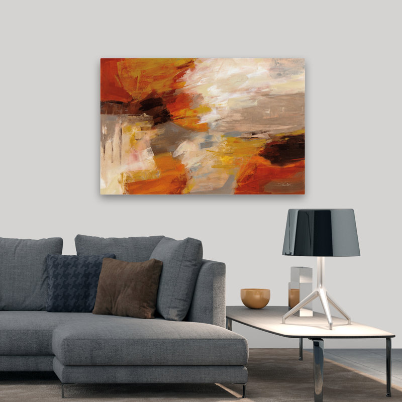 Falling Leaves - Abstrait brun automne crème, H 48 po x l 32 po