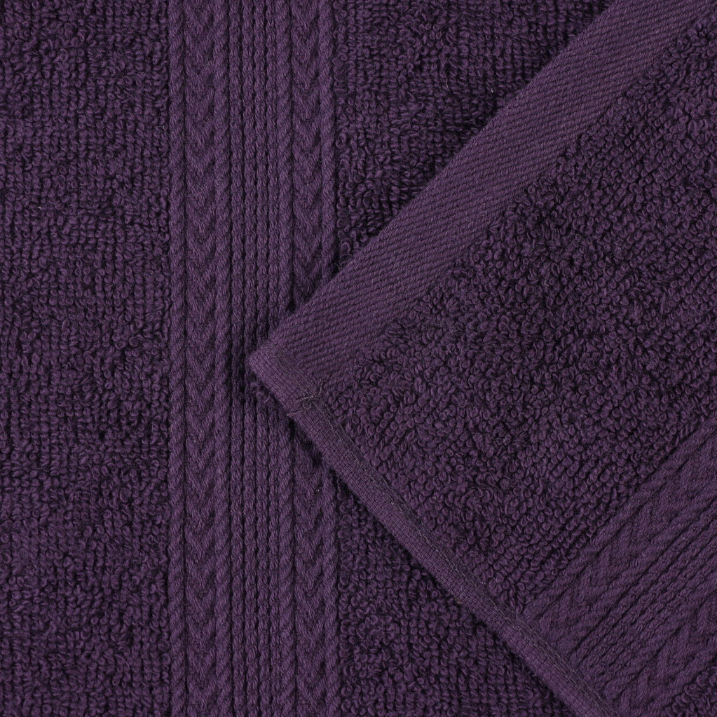 Asleigh 3-Piece Chevron Cotton Towel Set, Eggplant