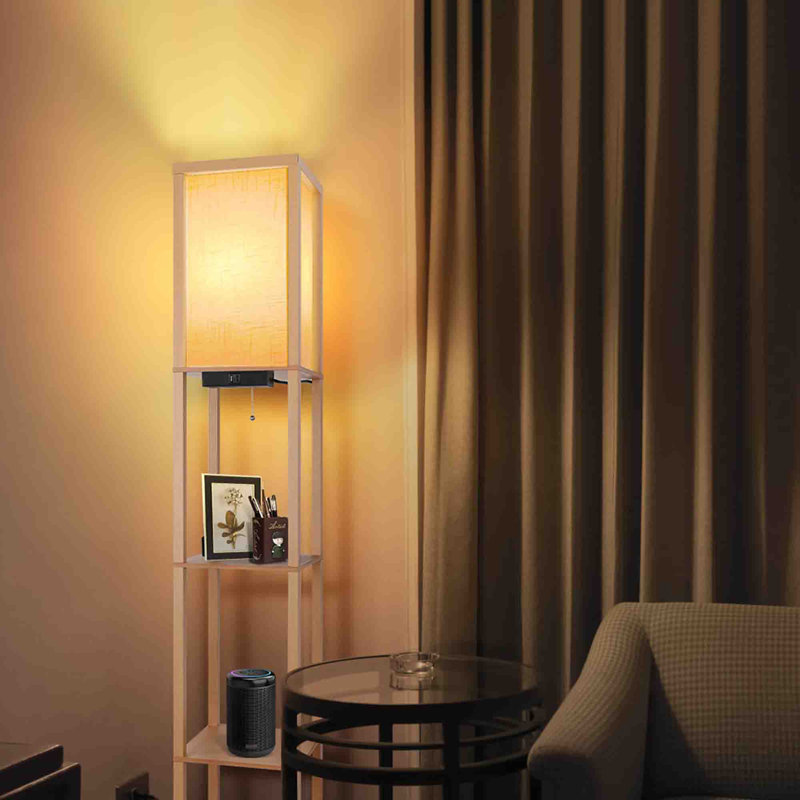 Rejeania 160cm Column Floor Lamp, Wood
