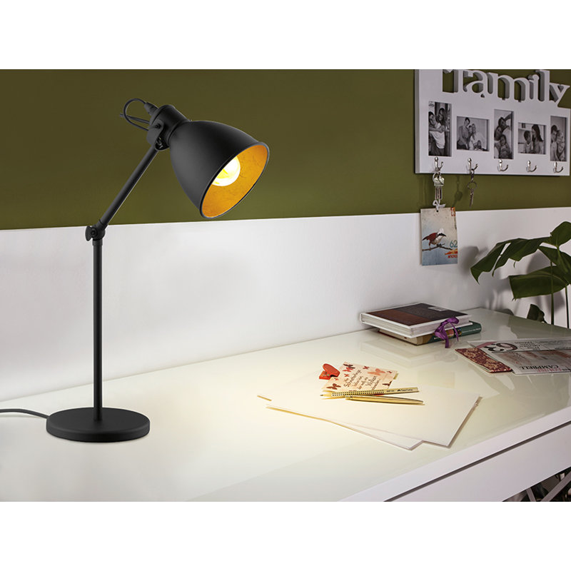 Lampe de bureau noire 17 po Marblehead, Doré