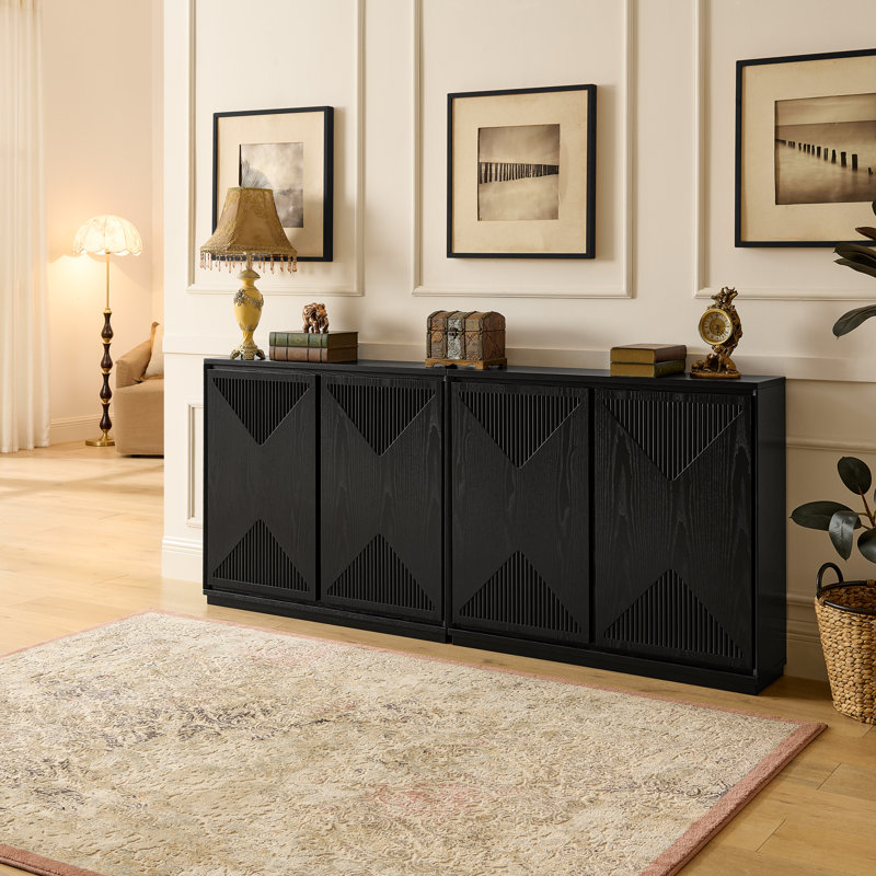 Mid Century Modern V-Shape Storage Cabinet, Black, Black