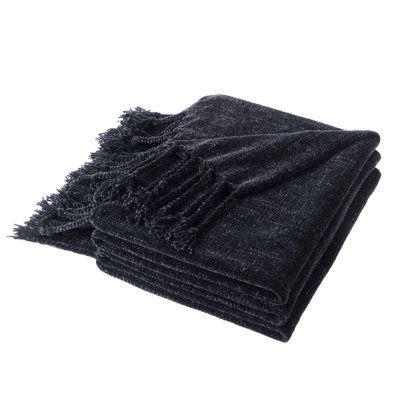 Jeté en velours Chenille, jeté décoratif à franges pour lit 50 po x 60 po