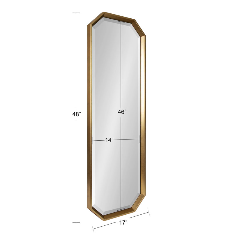 Miroir biseauté moderne et contemporain , Or, 48,37 po x 17,37 po