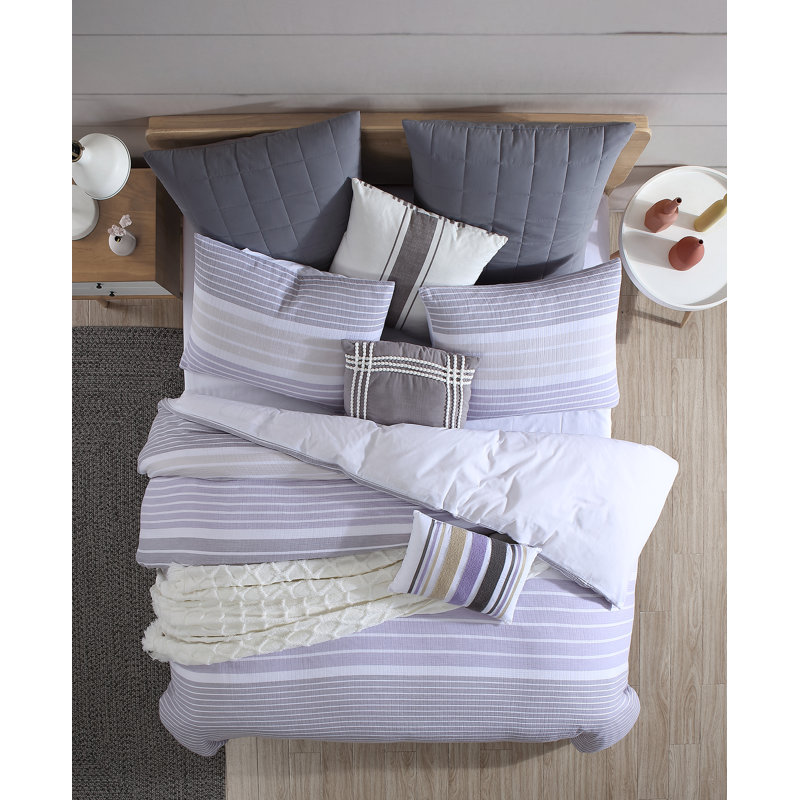 Ensemble de housse de couette 100% coton Swift Home, Housse de couette double / grand + 2 taies décora, Violet