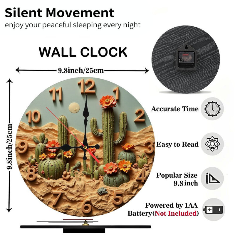 Horloge murale Cactus Desert