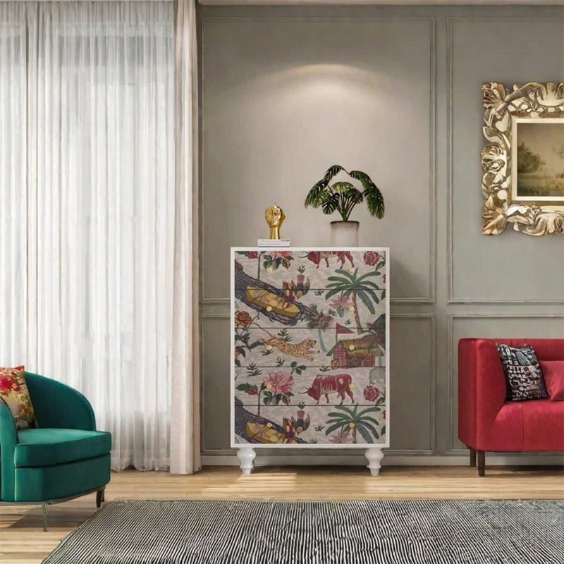 Armoire de rangement à cinq tiroirs en pin pour l'organisation