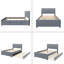 Lit plateforme double en velours avec lit gigogne-2042499130