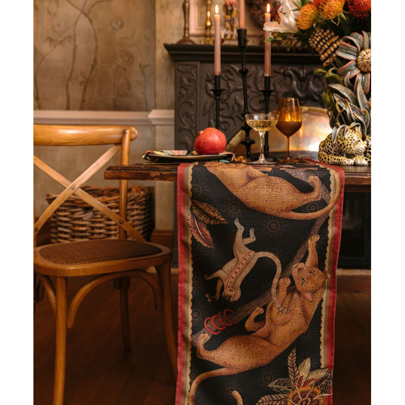 Monkey Tales Table Runner - Linen, 94" L, Night
