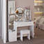 Armoire à miroir pleine grandeur + coiffeuse ronde à DEL + tabouret rembourré, 17 po-857514765