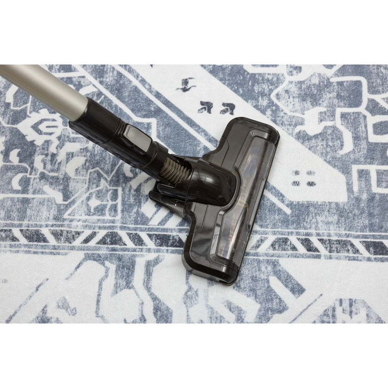 Tapis rétro vintage bleu et gris en faux cachemire, Rectangle 4pi x 6 pi