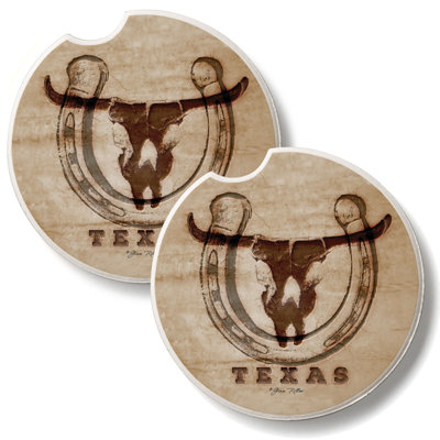 Western Skull 2 Pack Stone Car Coasters