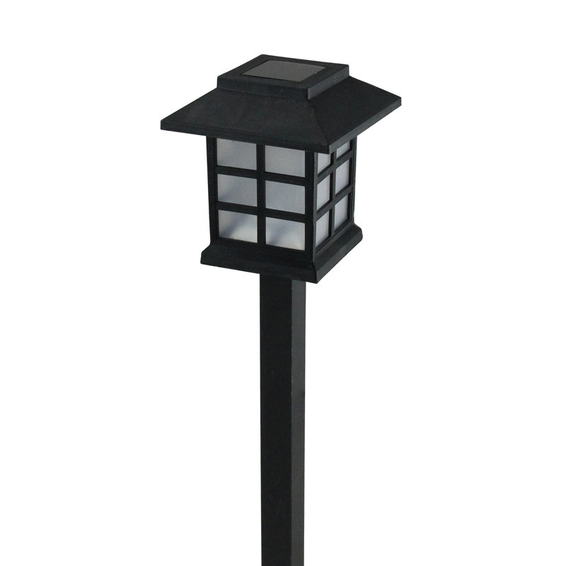Lanterne solaire noire 11,25 "avec lumière blanche à DEL et piquet