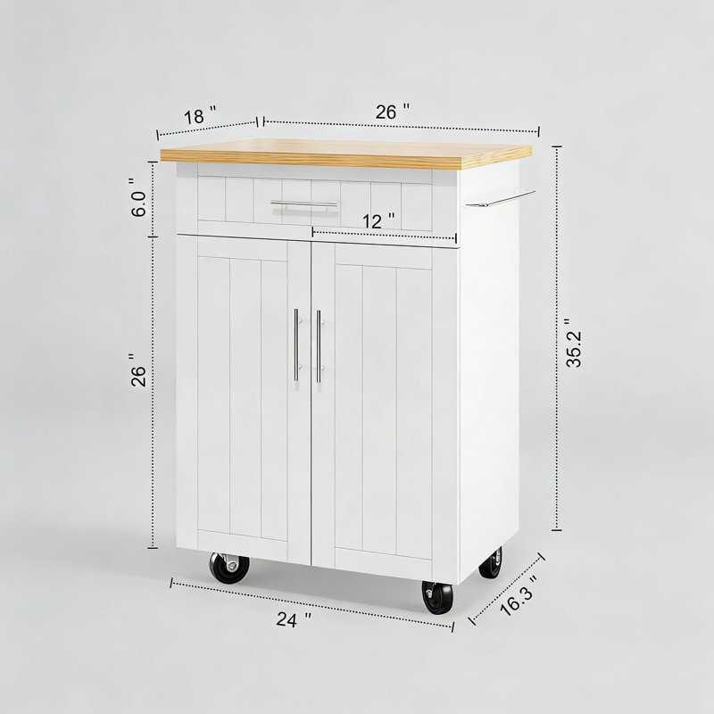 Chariot d'îlot de cuisine mobile avec rangement et roues, armoire roulante portable avec poste de travail, support pour micro-ondes et porte-serviettes pour l'organisation de la cuisine