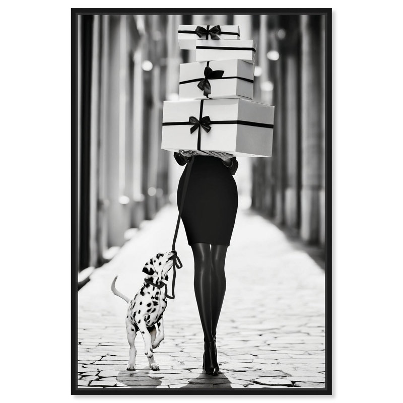 «City Dalmatian» par Art Remedy, Noir, H 16 po x l 11 po, Cadre flottant