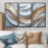 «White and Gold Fractal Marble Waves III - Abstract Spirals», ensemble d'art mural