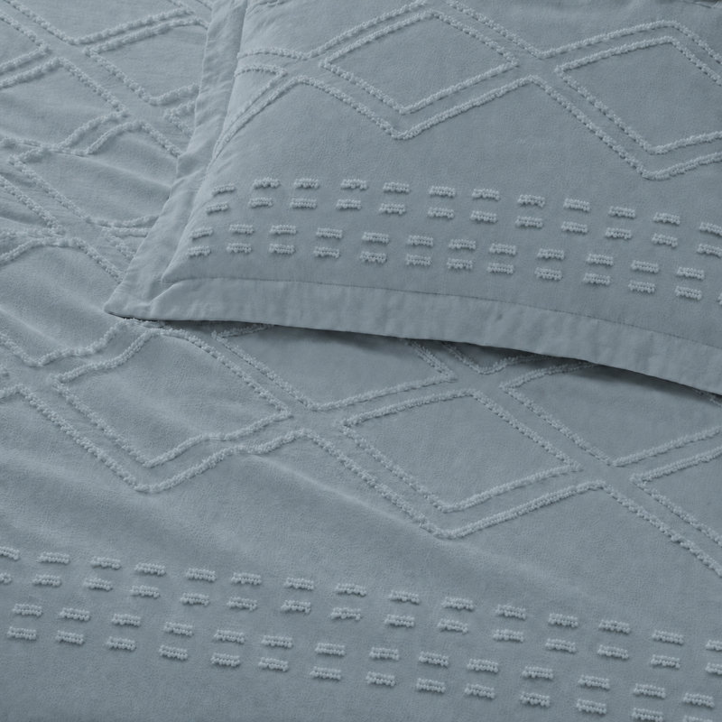  Parure de lit prélavée en jacquard ultra doux à clips Swift Home, Bleu, Couette simple + 1 taie décorative standard