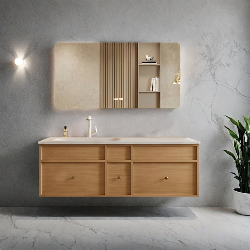 Armoire de salle de bain de style moyen-ancien, H 19,68 po x l 47,24 po x P 21,65 po