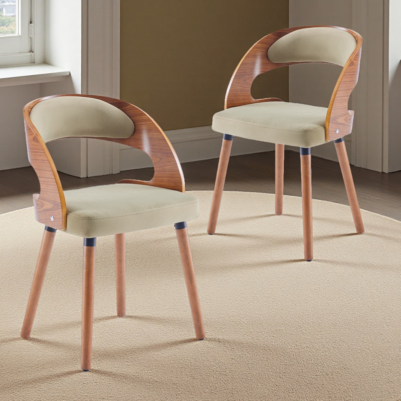 Upholstered Dining Chair With Wooden Frame, Green, 2