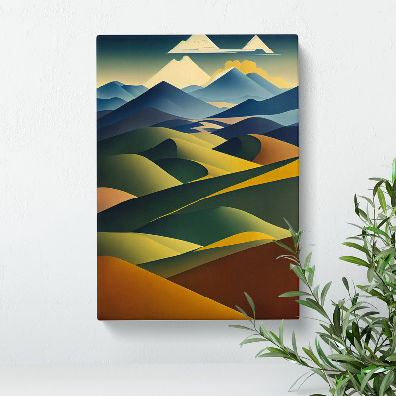 Abstract Mountain Landscapes No.5 - Wall Art, Wrapped Canvas, 60cm H x 40cm W, No Matte