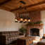 Lustre 6 lumières en bois Farmhouse