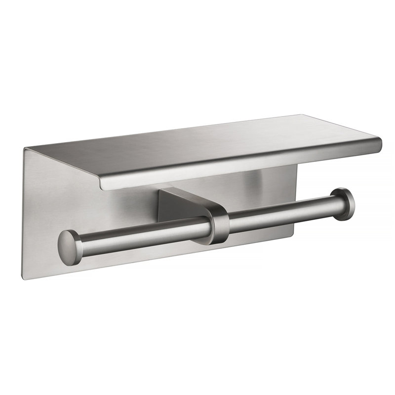 Porte-papier hygiénique double Blossom - Accessoire de salle de bain mural en laiton massif au fini nickel brossé pour la douche ou le meuble-lavabo