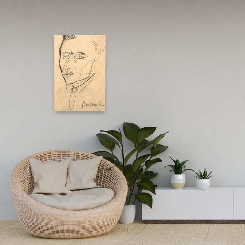 Aristide Sommati, C.1908 Abstract Contemporary Portrait Wall Art Print by Amedeo Modigliani - 1 Piece Wrapped Canvas Wall Art