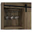 Bar style avec porte coulissante en placage de chêne rustique, capacité de huit bouteilles et rangement pour le vin