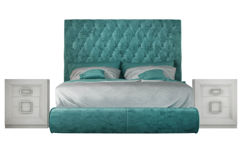 3 Piece Upholstered Velvet Bedroom Set, King