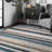 City Striped Shag Tufted Performance Brown/Teal/Blue Rug-2093349196