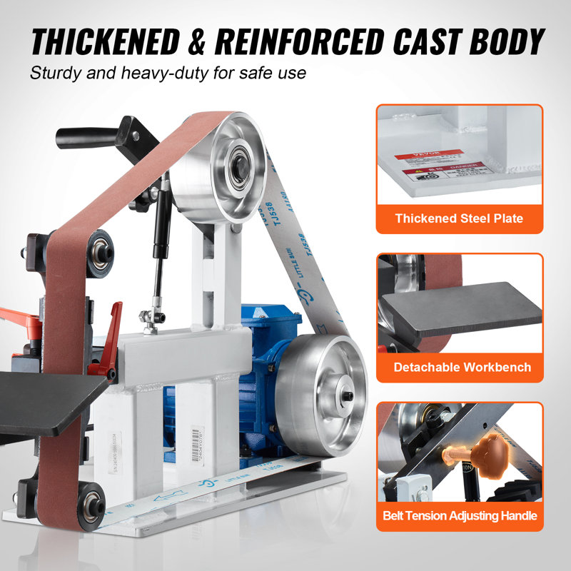 Belt Grinder Sander, Variable Speed Belt Polisher with VFD, 1500W 2HP Polishing