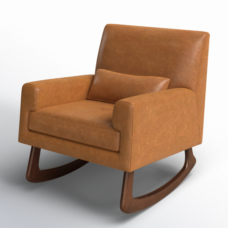 Sleepytime Rocking Chair, Tan Faux Leather, Walnut