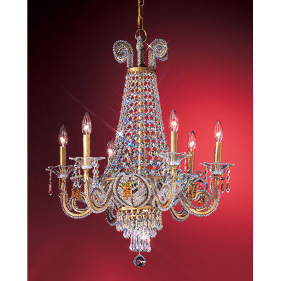 Beaded Leaf 6 - Light Dimmable Empire Chandelier