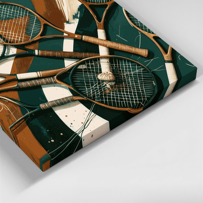 Art sur toile, raquettes de tennis, H 16 po x l 16 po