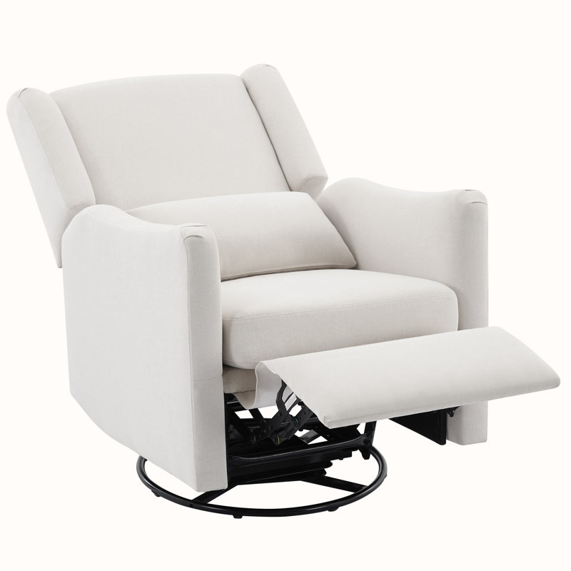 Swivel Recliner Chair with Pillow, Beige Linen Incorrect