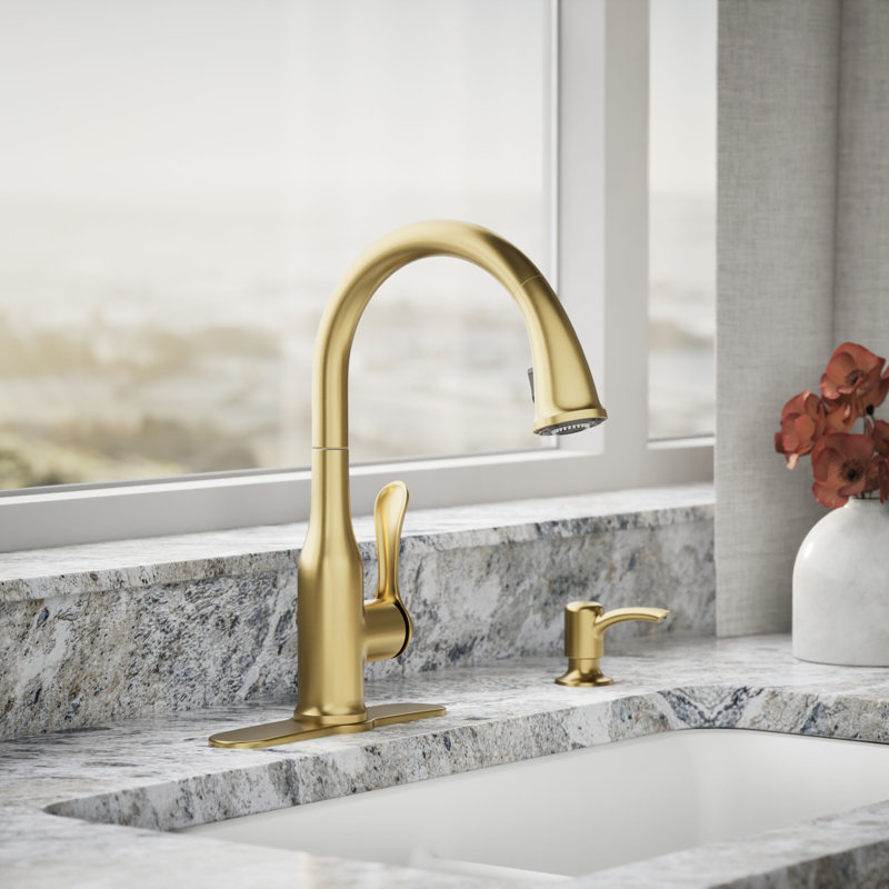 Motif Pulldown Kitchen Faucet, Brass