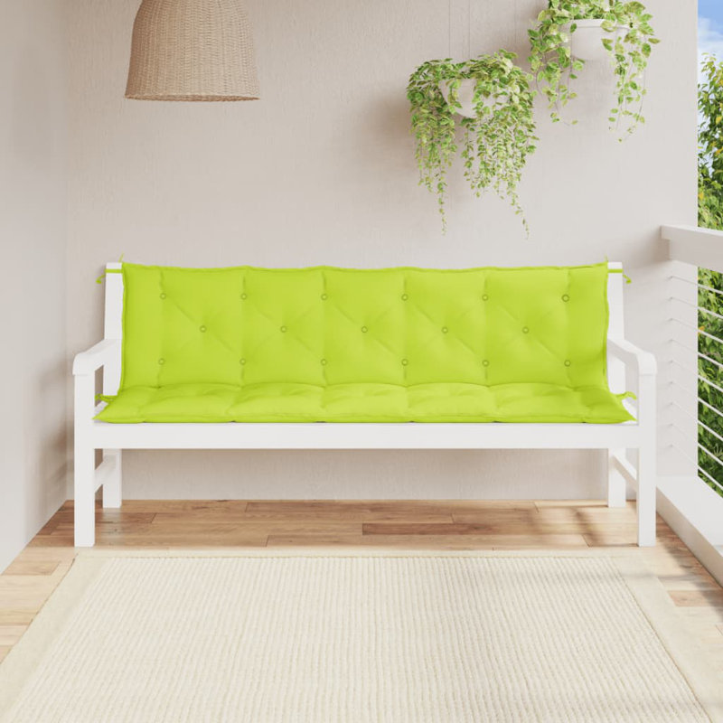 Garden Bench Cushion Set of 2 Bright Green Outdoor Garden Bench Pads, Polyester - Bright Green, 19.7" H x 70.9" W x 2.8" D