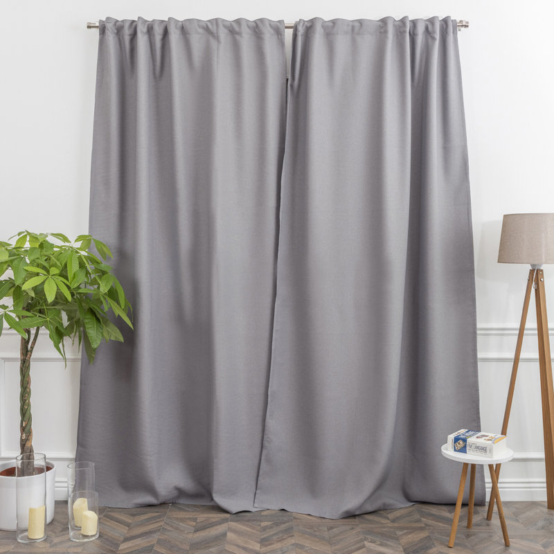 Room Darkening Single Curtain Panel, 130cm Width x 265cm Drop, Light Grey
