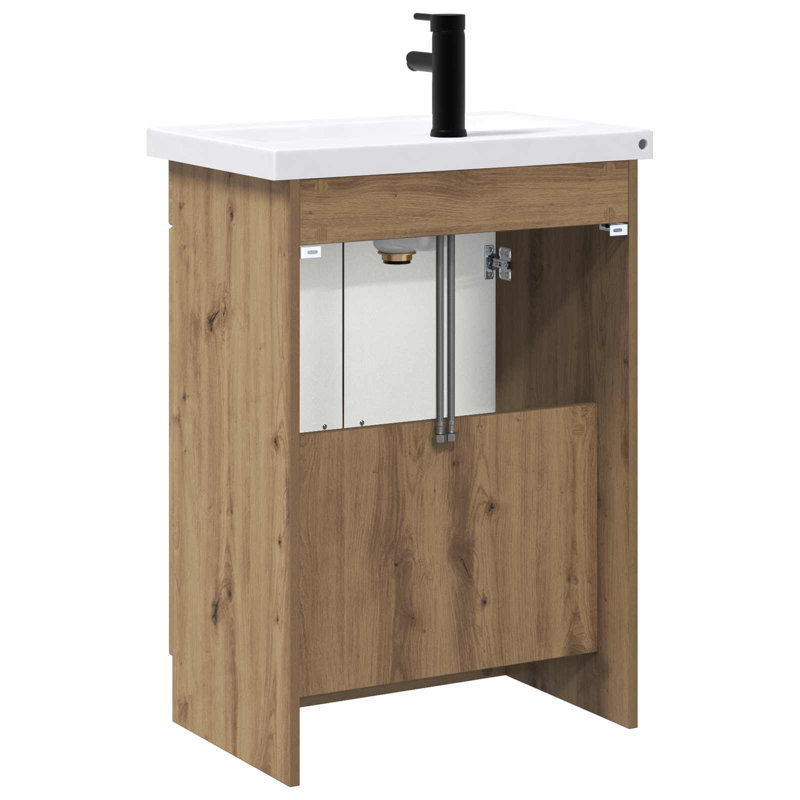 Vanity & Mirror Set, Artisan Oak