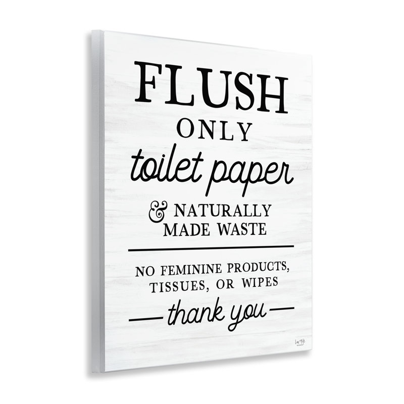 Flush Only Toilet Paper Rules Wall Plaque, design by Lux + Me Designs