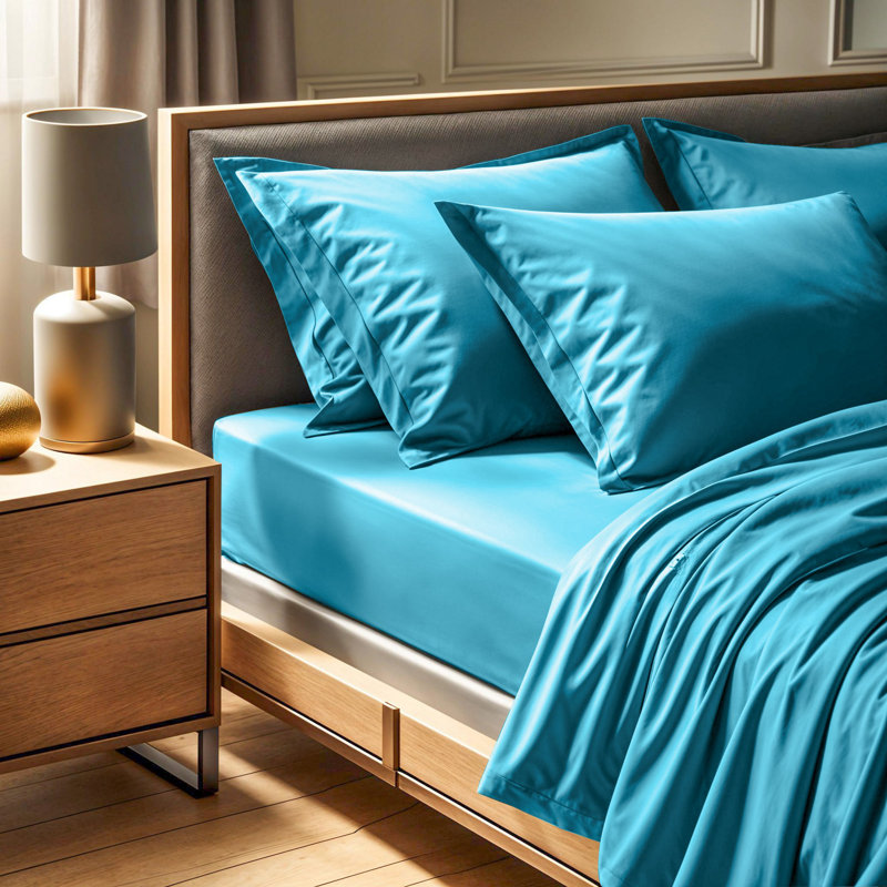 Premium 100% Cotton Ranforce King Fitted Sheet, Turquoise, 75 x 80 + 11.8 Deep Pocket | 155 Thread Count, Soft & Breathable | Machine Washable at 86°F | Perfect for Luxurious Sleep Experience