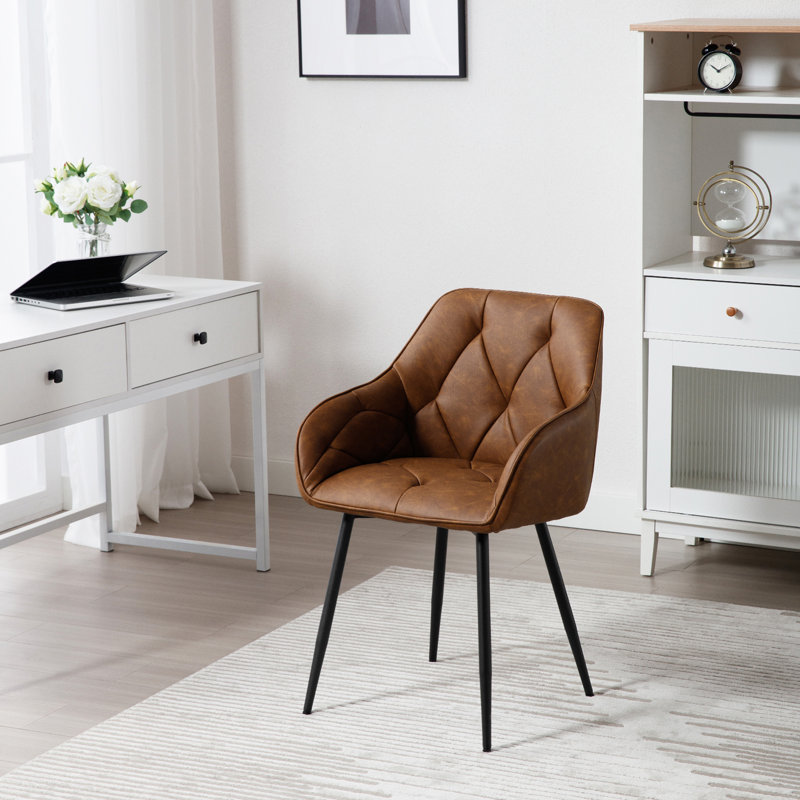 Rigney 50.5cm H Upholstered Metal Side Chair, Brown, 1