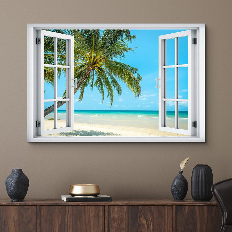 «Tropical Palm Tree Beach Island Paradise Wilderness Nature», reproduction sur toile, H 32 po x l 48 po x P 1,5 po
