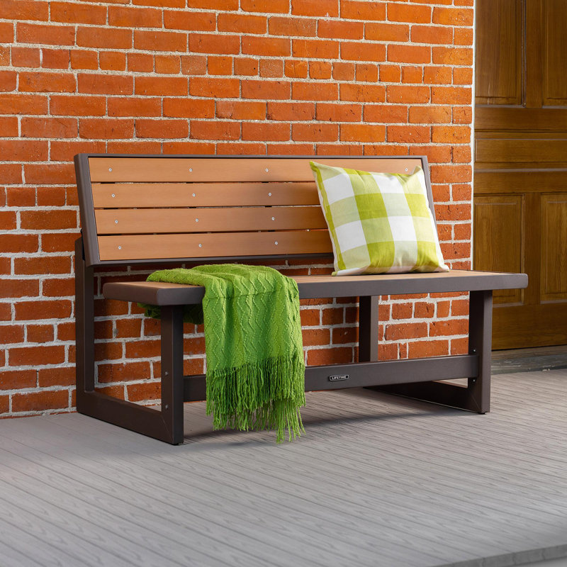 Lifetime Convertible Outdoor Bench/Table in Walnut Brown Steel